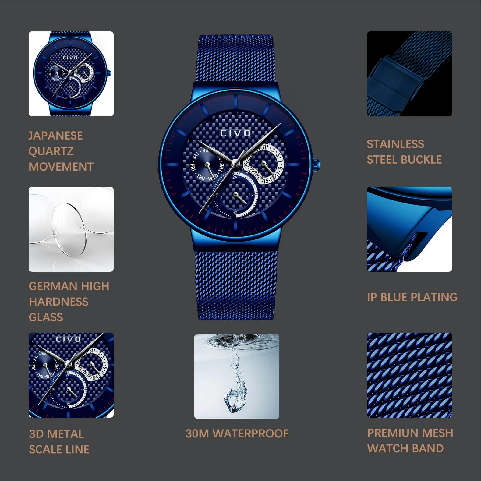 0047C | Quartz Men Watch | Mesh Band