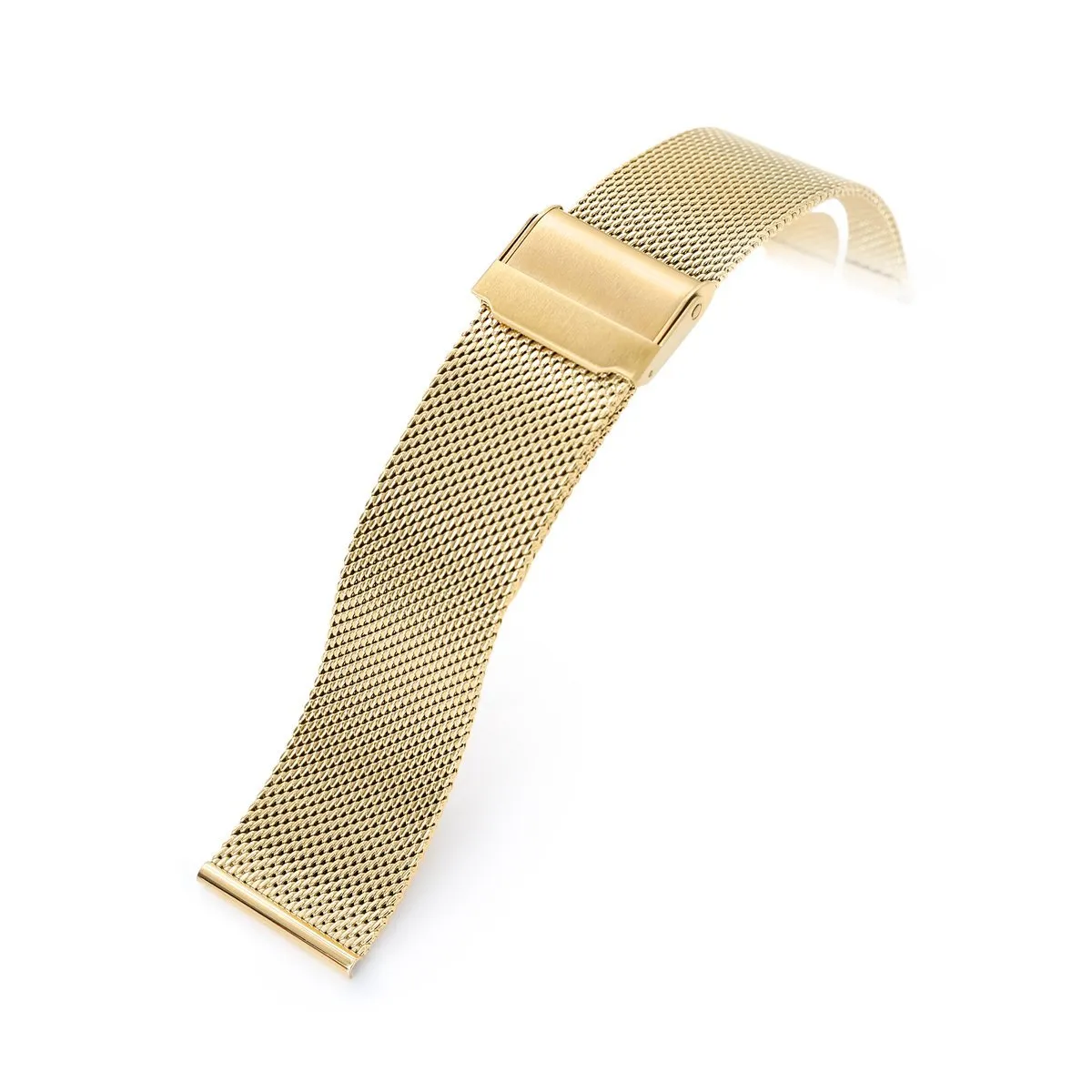 18mm, 20mm or 22mm Classic Vintage Knitted Superfine Wire Mesh Band, Polished IP Gold