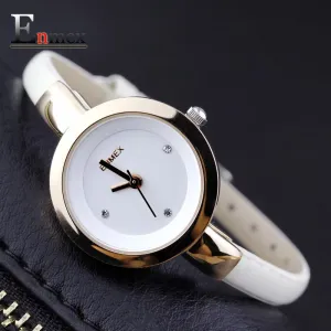 2017 Memorial  gift Enmex women creative slim strap watch golden white graceful young girl elegant fashion quartz lady watches