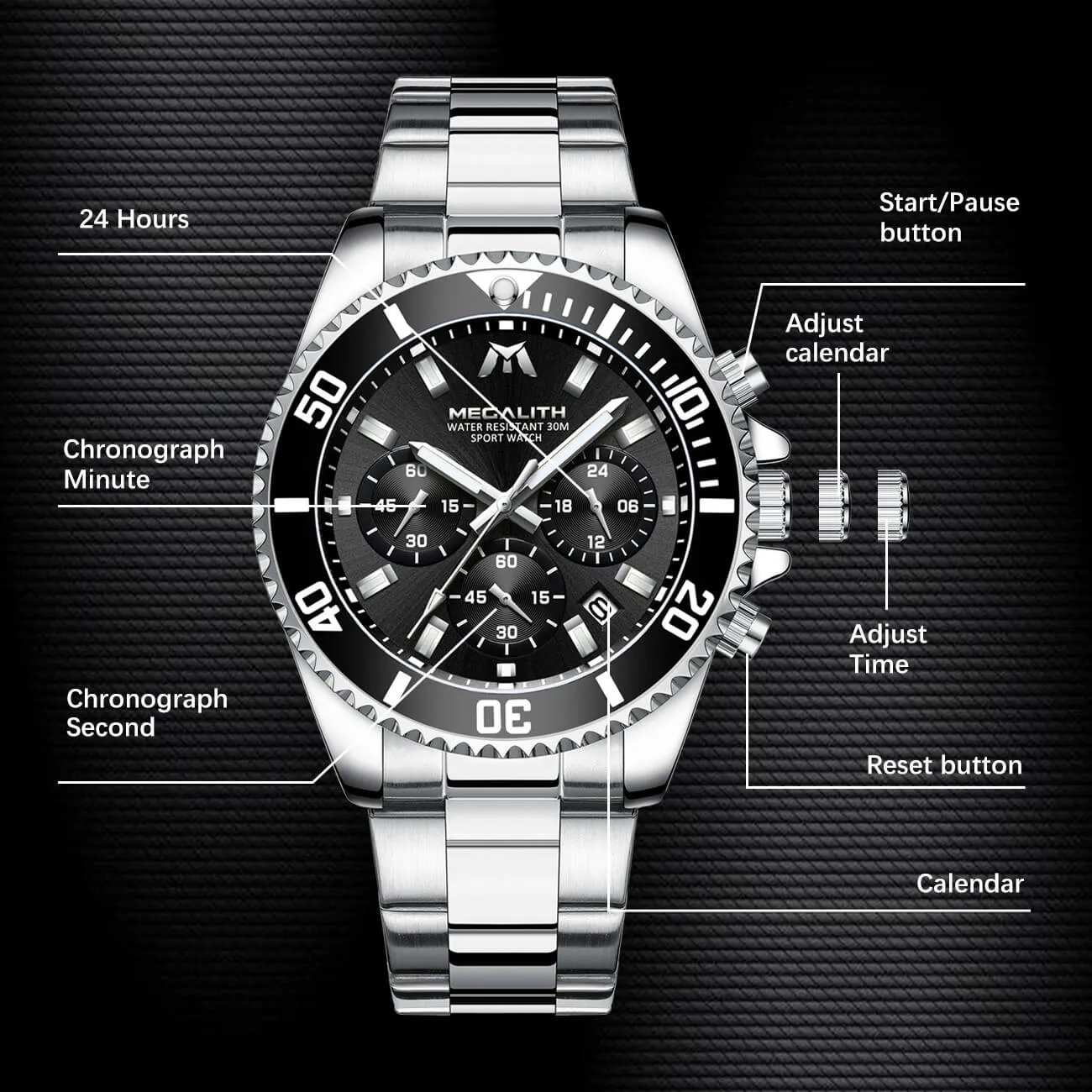 8046M | Quartz Men Watch | Stainless Steel Band