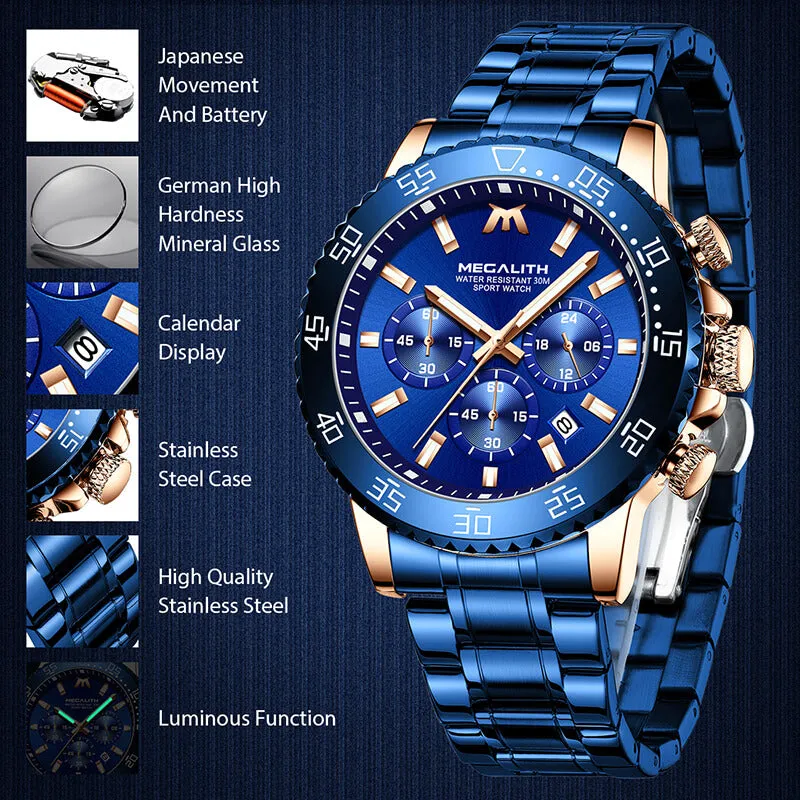 8218M | Quartz Men Watch | Stainless Steel Band