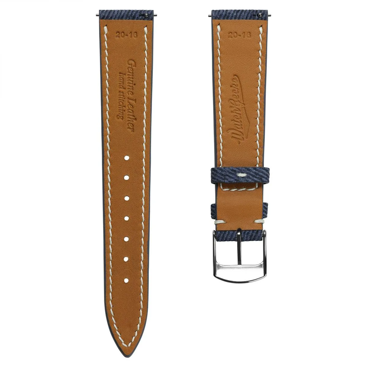 Arbour Hand-Stitched Denim Design Genuine Leather Watch Strap - Navy Blue