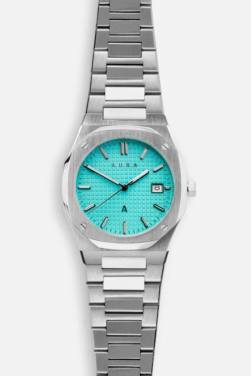 AURA WATCHES DATE 002 STEEL TURQUOISE 40MM