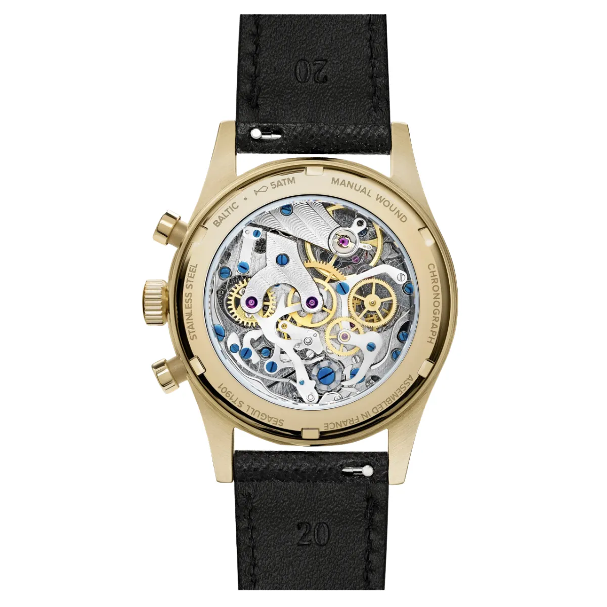 BALTIC BICOMPAX 002 GOLD PVD (STITCHED SAFFIANO BLACK)