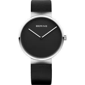 Bering Gents Black Dial Black Leather Strap Watch 14539-402