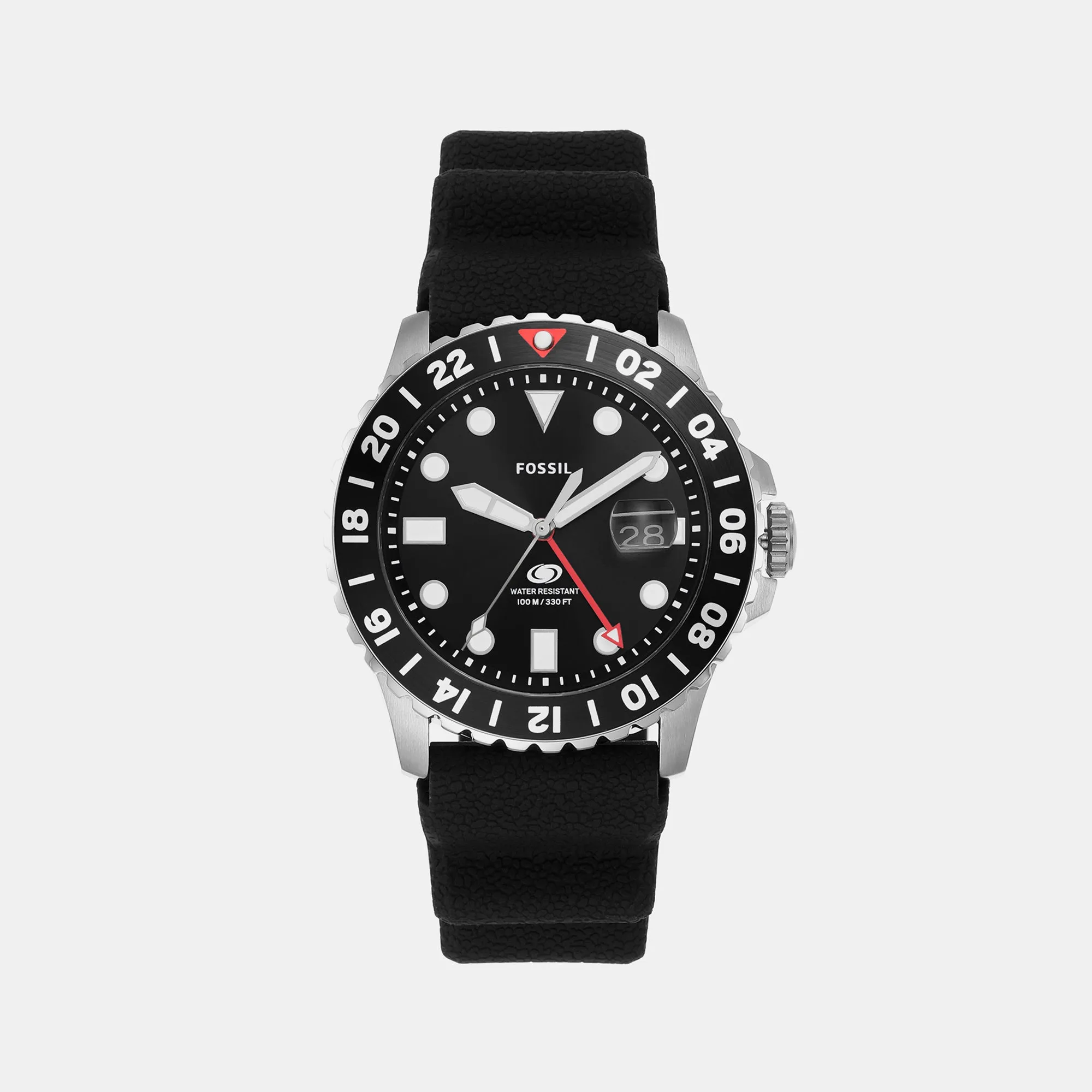 Blue GMT Men's Black Analog Silicone Watch FS6036