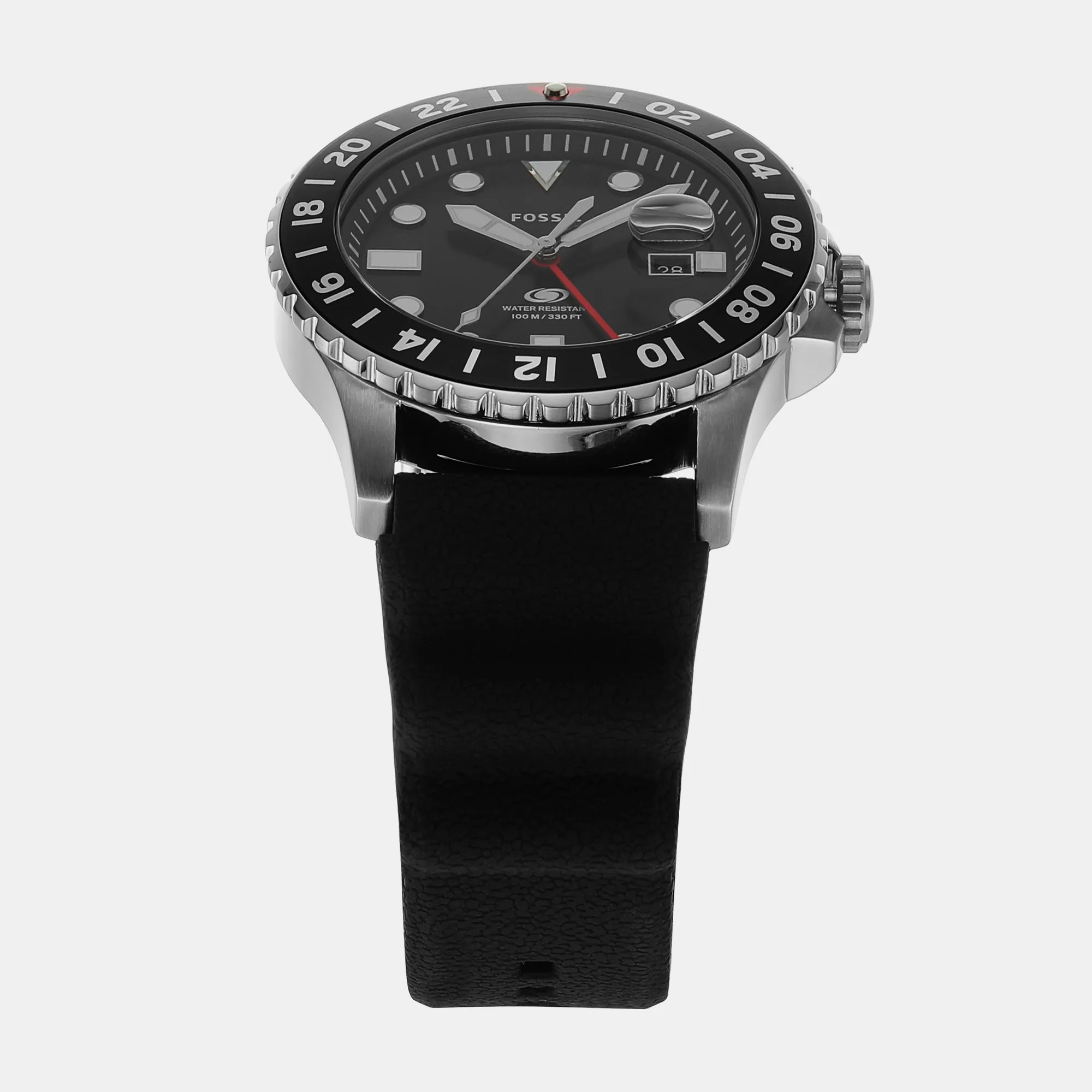 Blue GMT Men's Black Analog Silicone Watch FS6036