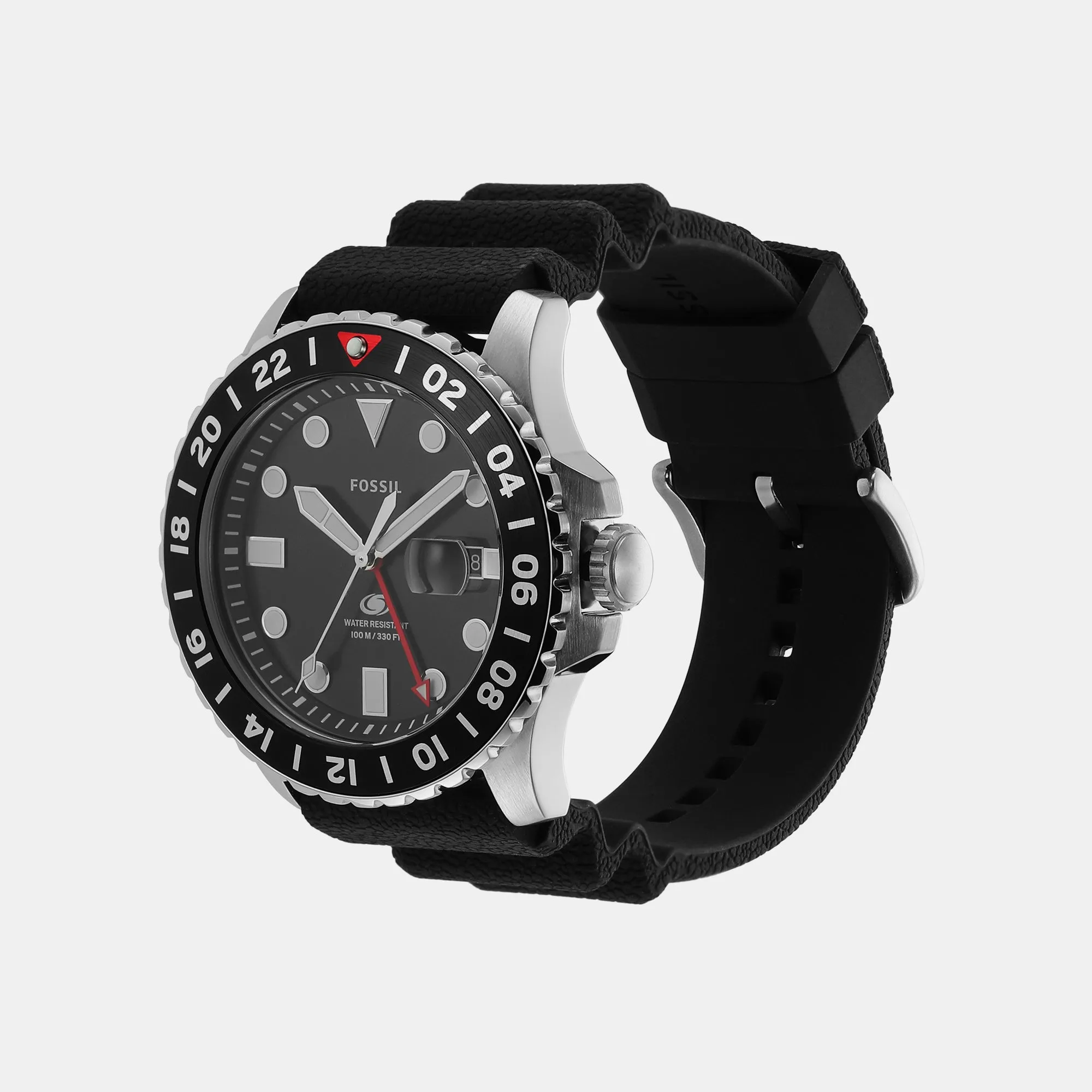 Blue GMT Men's Black Analog Silicone Watch FS6036