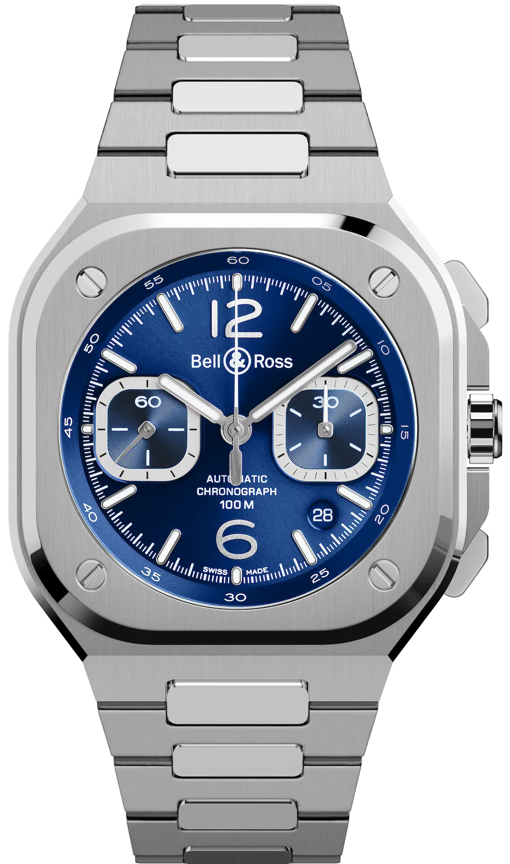 BR Watch BR 5 Chrono Blue Steel Bracelet