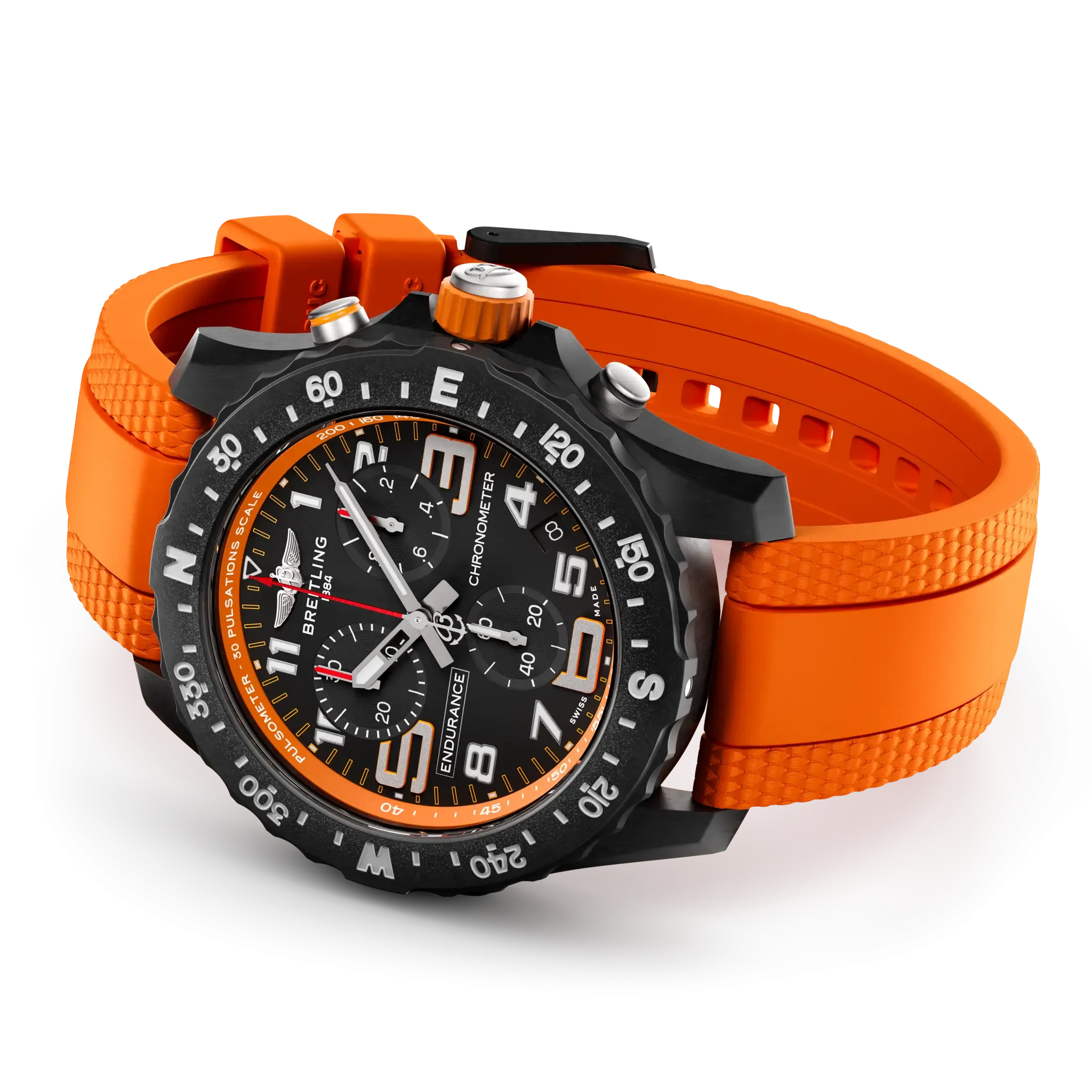 Breitling Endurance Pro 44 Watch with Orange Rubber Strap