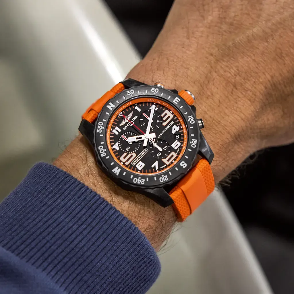 Breitling Endurance Pro 44 Watch with Orange Rubber Strap