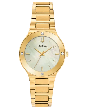 Bulova Millennia Women's Gold Champagne Mother-of-Pearl Dial Watch 97R102