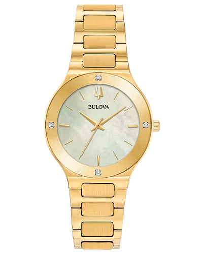 Bulova Millennia Women's Gold Champagne Mother-of-Pearl Dial Watch 97R102