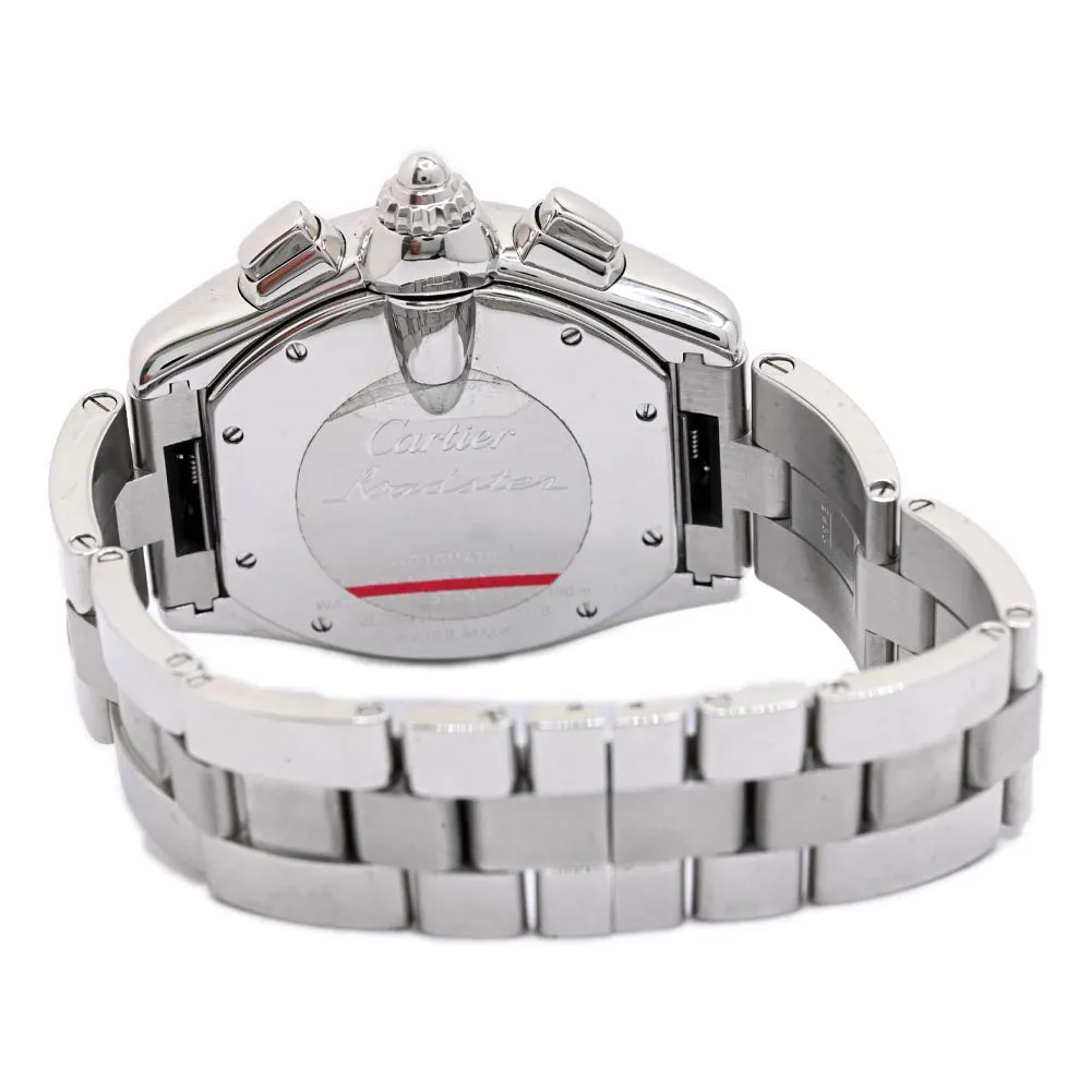 Cartier Men's Roadster XL Chronograph Stainless Steel 49mmx43mm Silver Roman Dial Watch Reference #: W62019X6