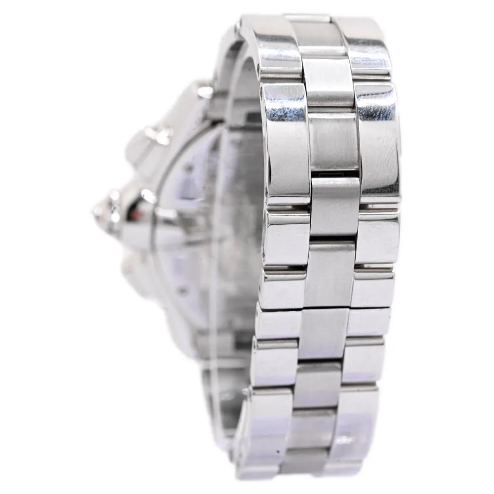 Cartier Men's Roadster XL Chronograph Stainless Steel 49mmx43mm Silver Roman Dial Watch Reference #: W62019X6