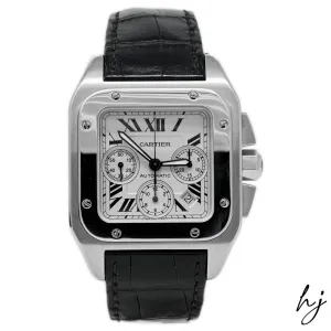 Cartier Men's Santos 100 XL Stainless Steel 41mmx54mm Silver Roman Dial Watch Reference #: W20090X8