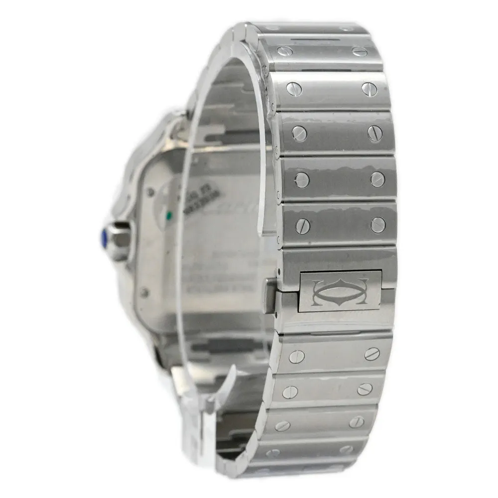 Cartier Men's Santos Stainless Steel 39.8mm Silver Roman Dial Watch Reference #: WSSA0018