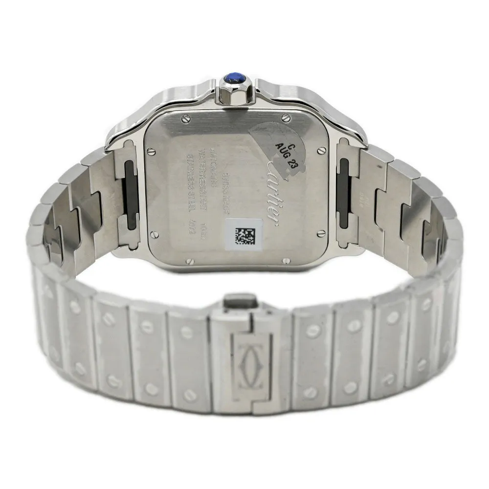 Cartier Men's Santos Stainless Steel 39.8mm Silver Roman Dial Watch Reference #: WSSA0018