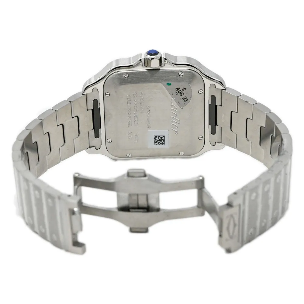 Cartier Men's Santos Stainless Steel 39.8mm Silver Roman Dial Watch Reference #: WSSA0018