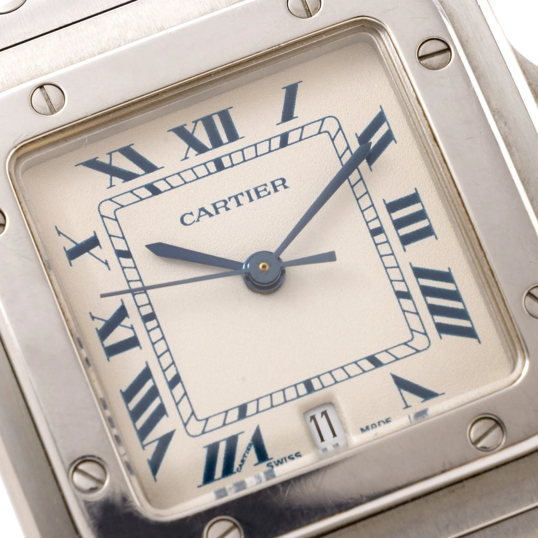 Cartier Santos Galbée cream dial blue numerals With Box and Papers Ref. 987901