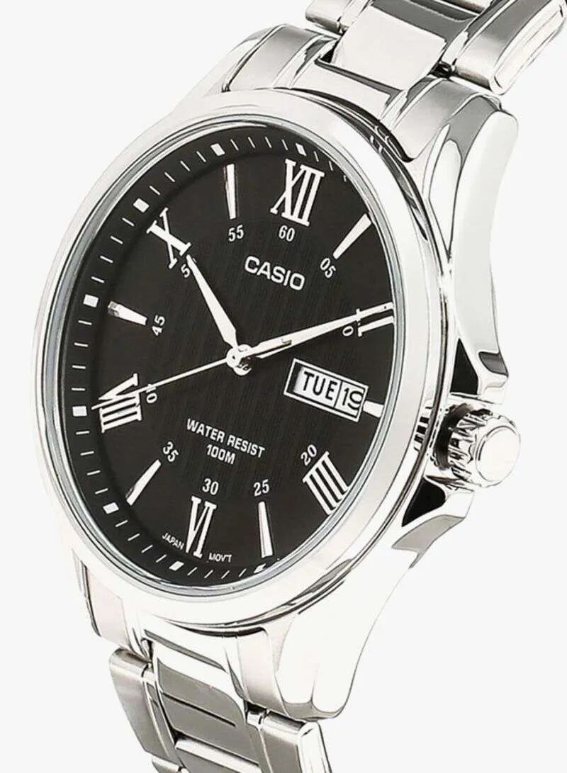 CASIO Black and Silver Wristwatch #MTP-1384D-1AVDF