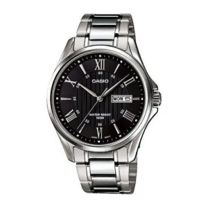 CASIO Black and Silver Wristwatch #MTP-1384D-1AVDF