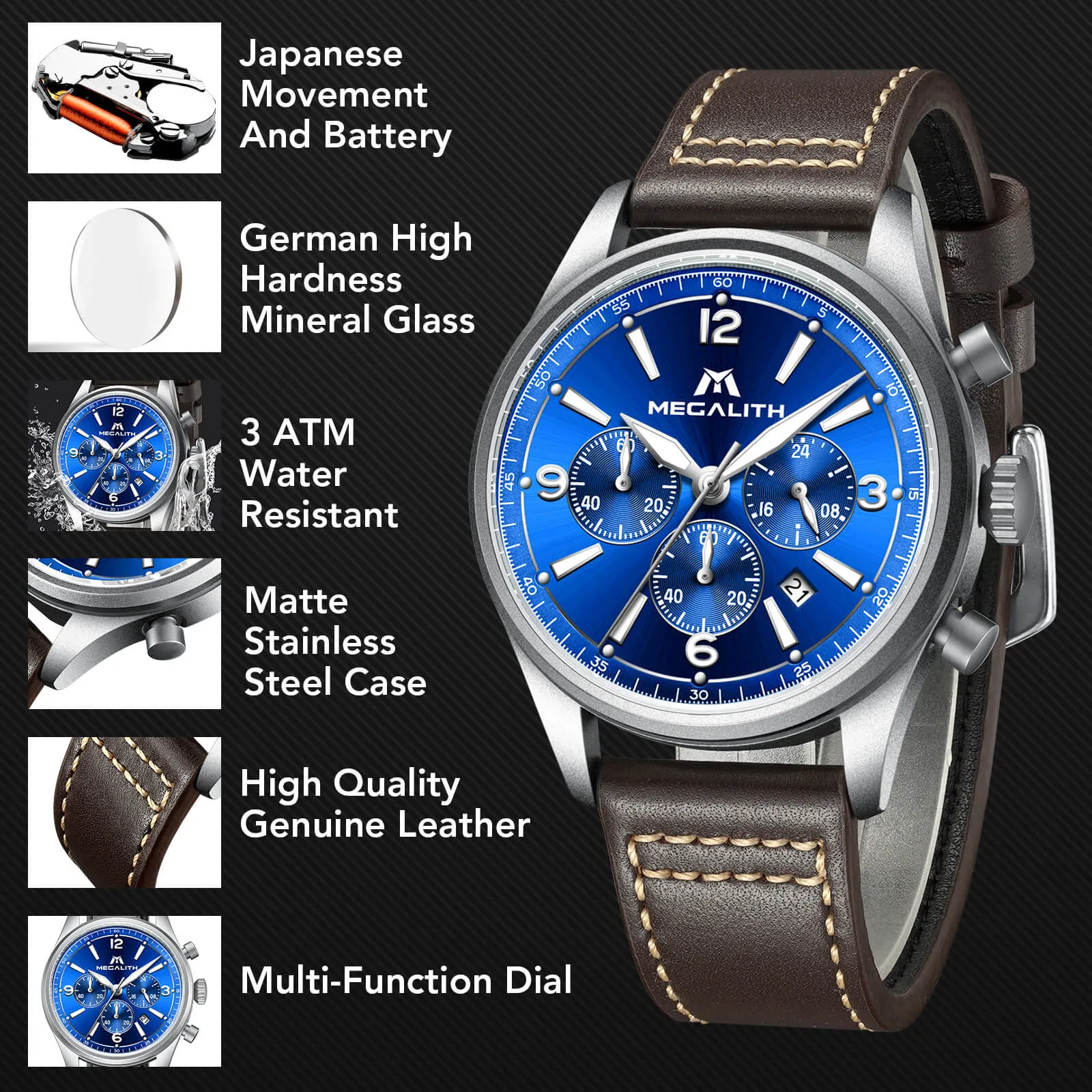 Chronograph Watch | Leather Band | 8246M