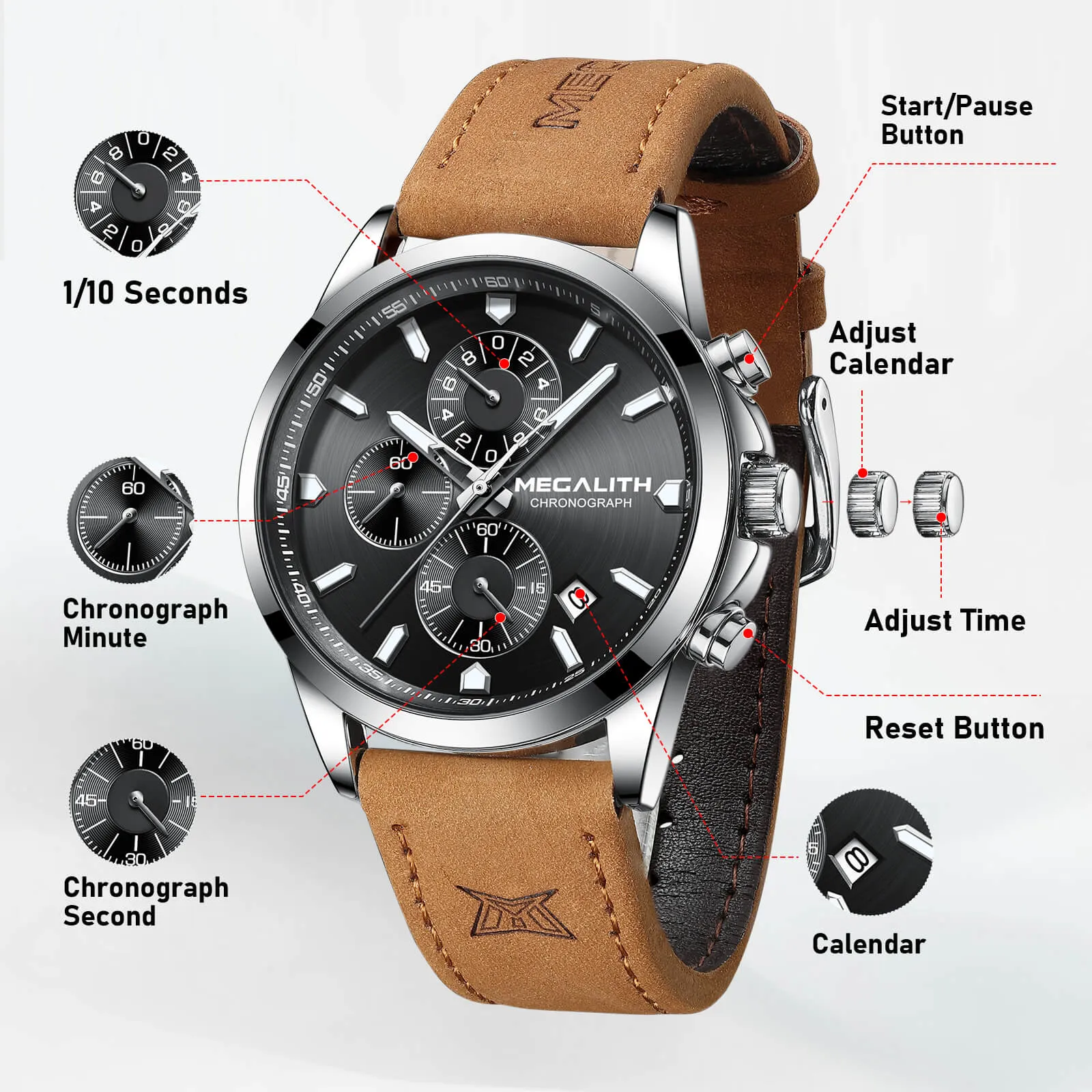 Chronograph Watch | Leather Band | 8272M