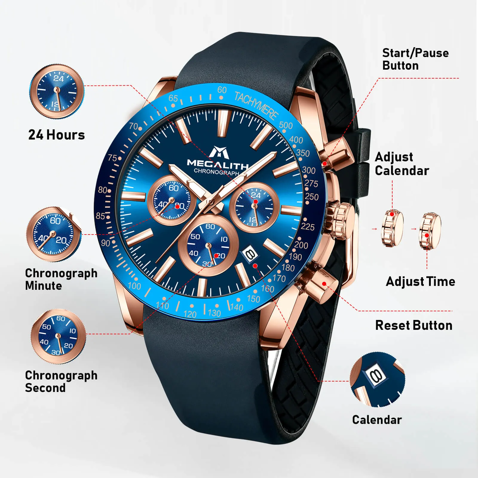 Chronograph Watch | Rubber Band | 8270M