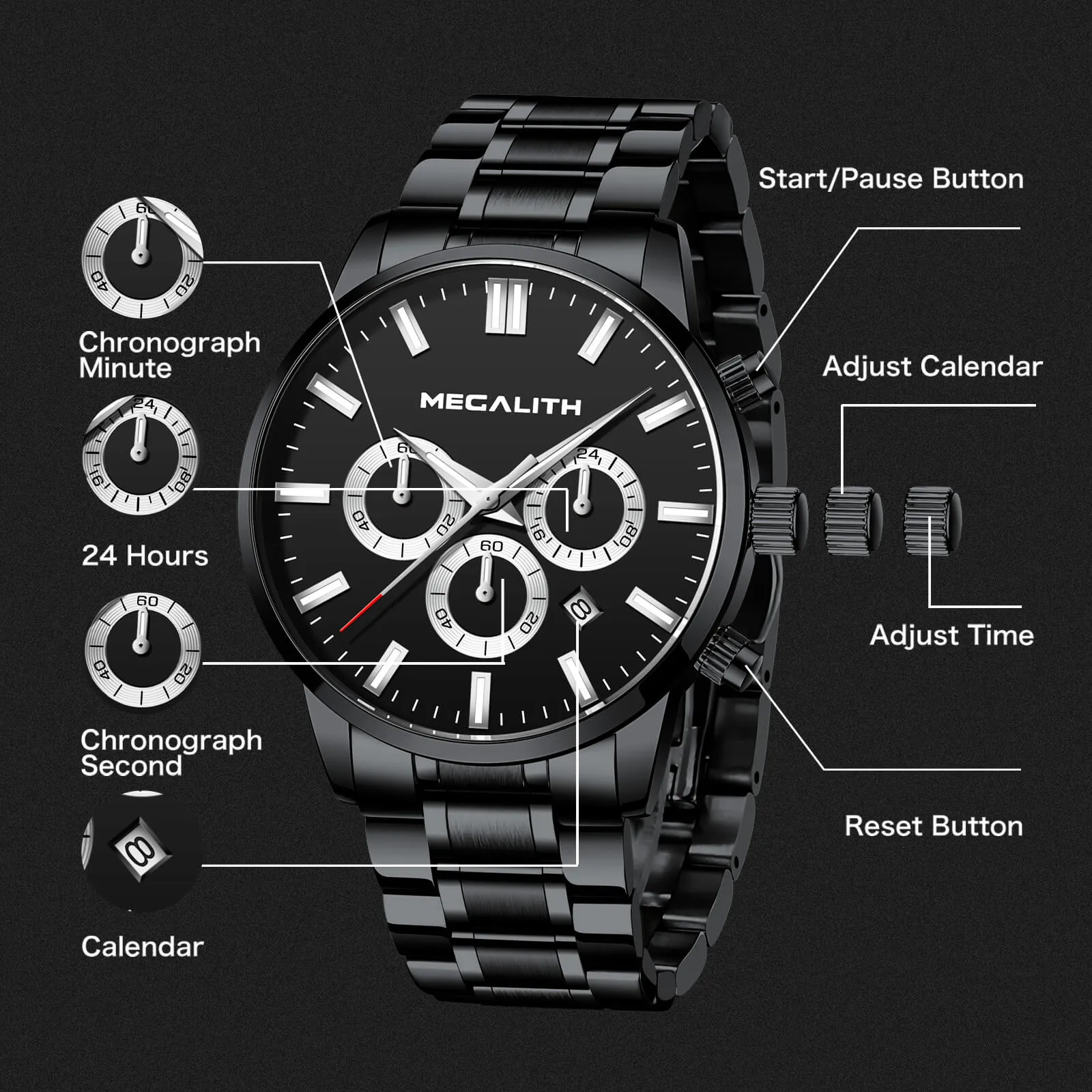 Chronograph Watch | Stainless Steel Band | 8254M