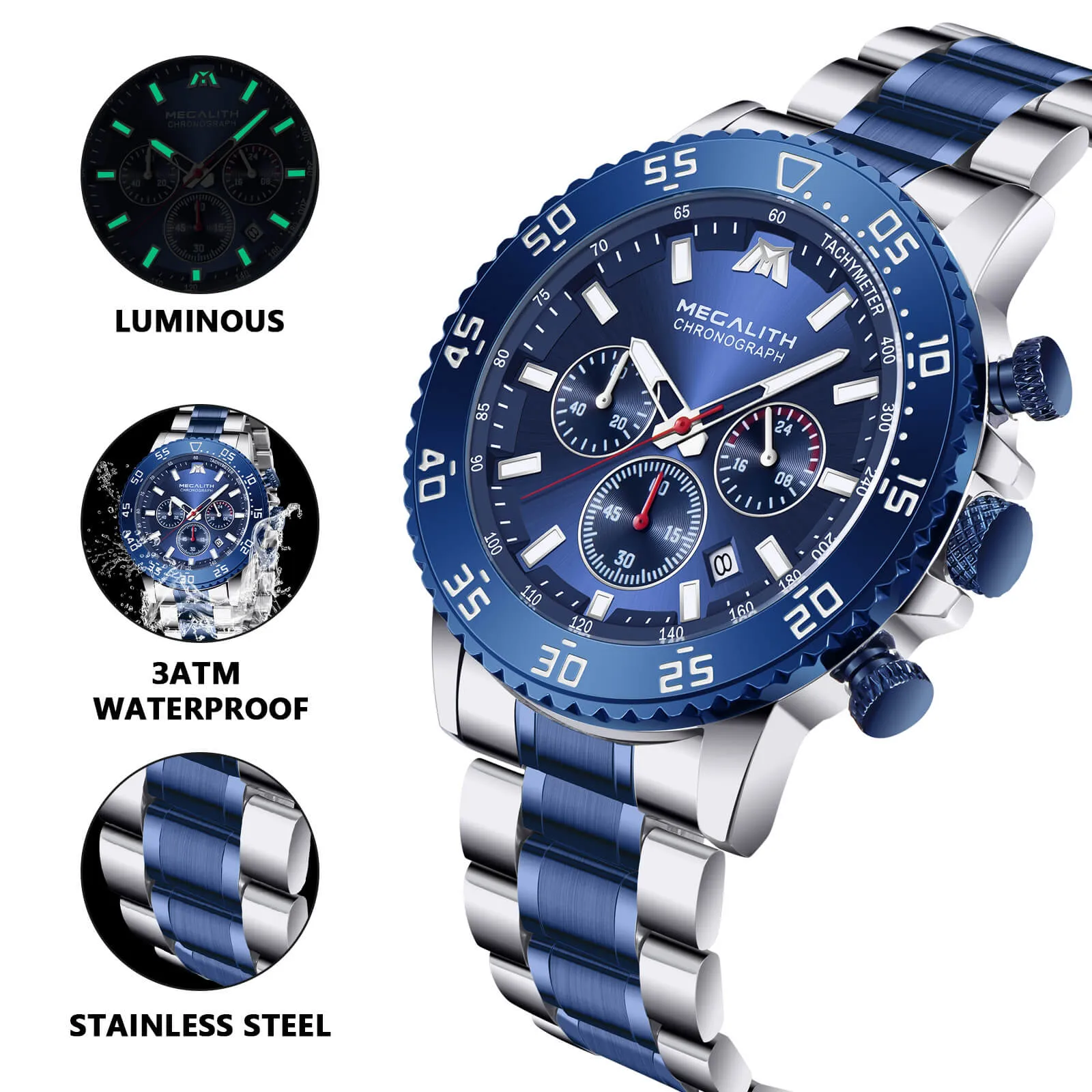 Chronograph Watch | Stainless Steel Band | 8258M