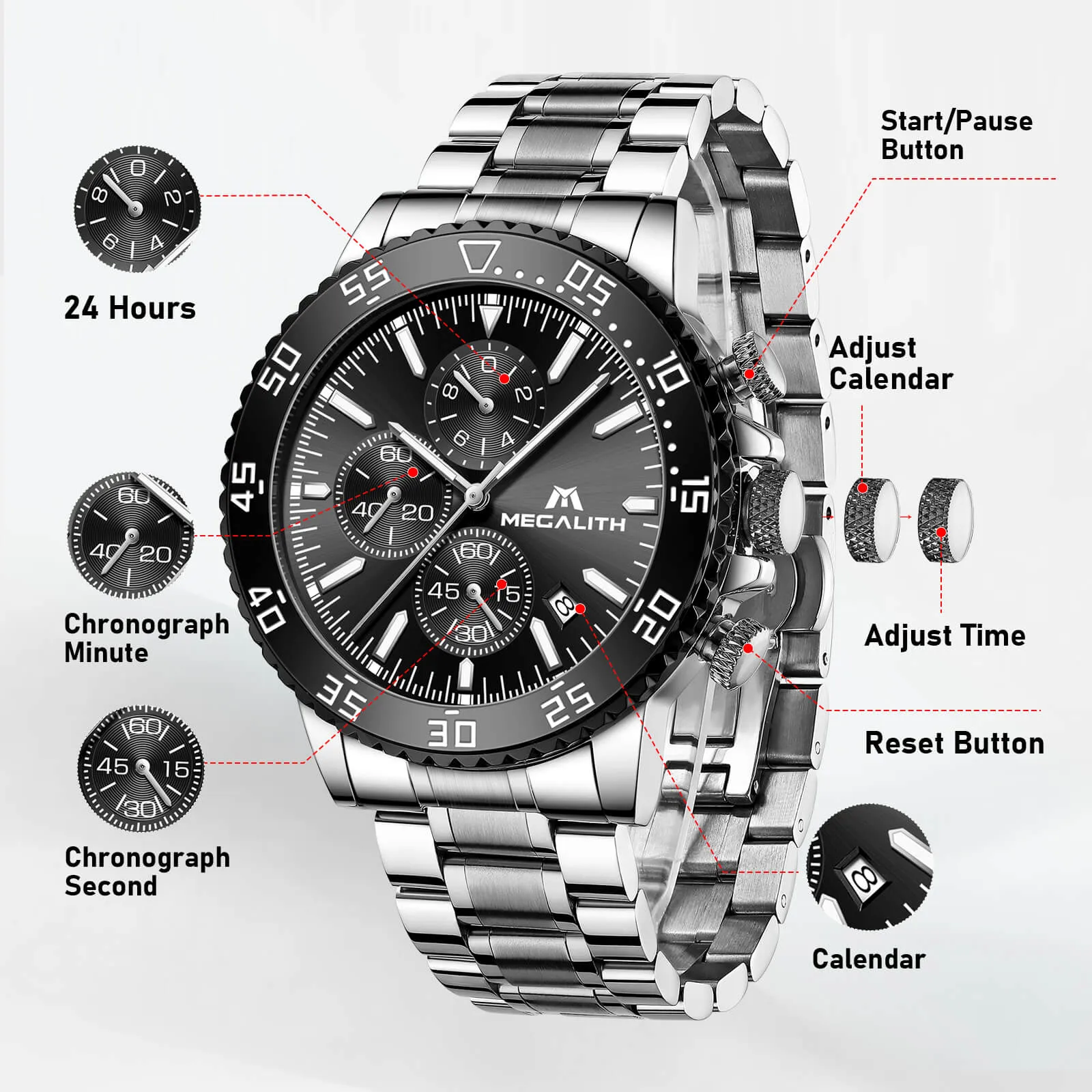 Chronograph Watch | Stainless Steel Band | 8259M