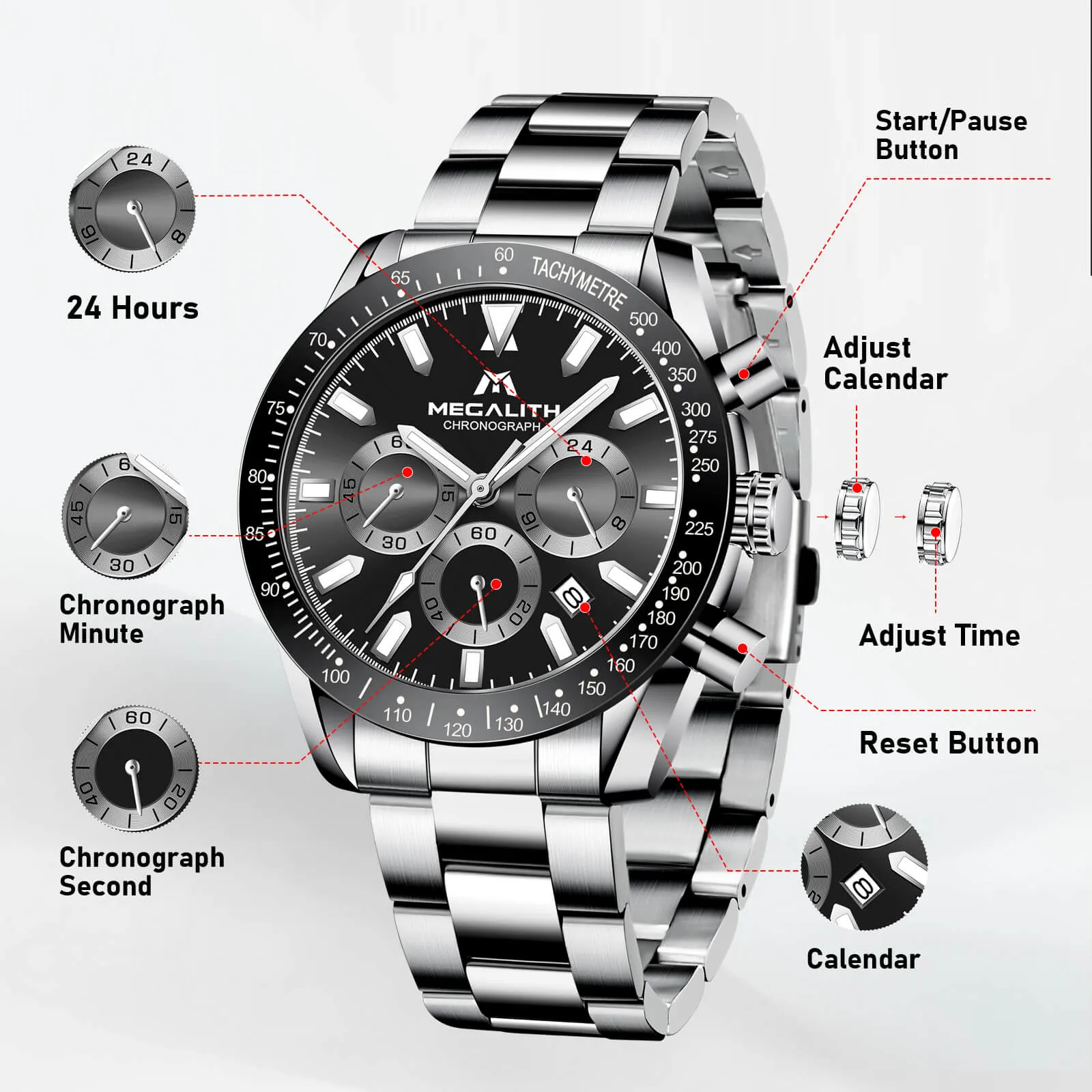 Chronograph Watch | Stainless Steel Band | 8273M