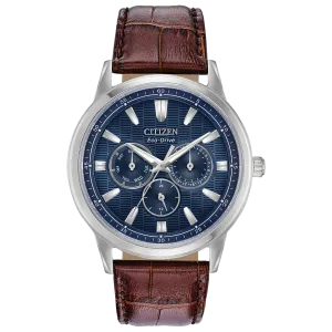 Citizen Eco Drive Corso Brown Leather Watch with Blue Dial BU2070-12L