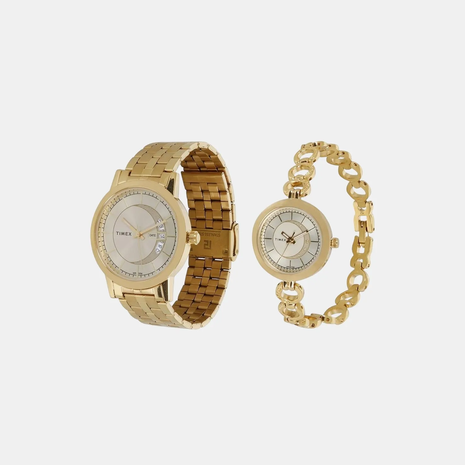 Couple Gold Analog Stainless Steel Watch TW00PR229