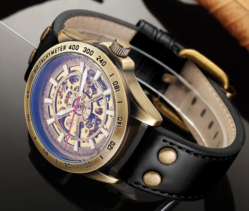 DE CRU Automatic Skeleton Vintage Watch