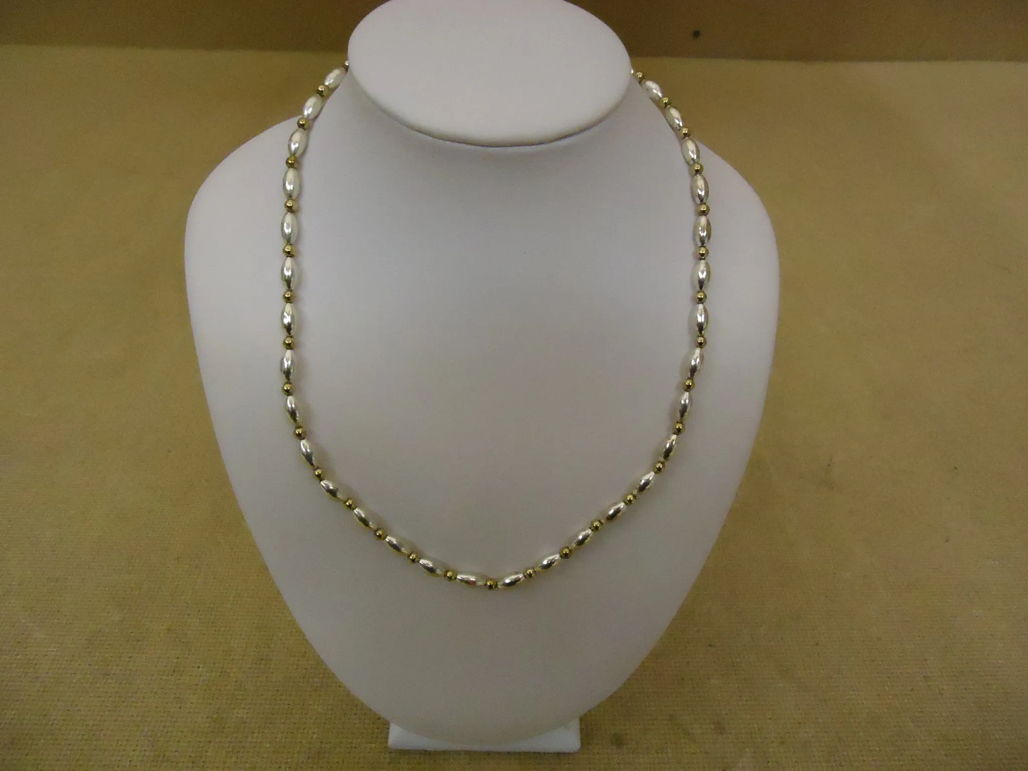 Designer Fashion Necklace 16-18in L Strand/String Metal Female Adult Silver/Gold -- Used