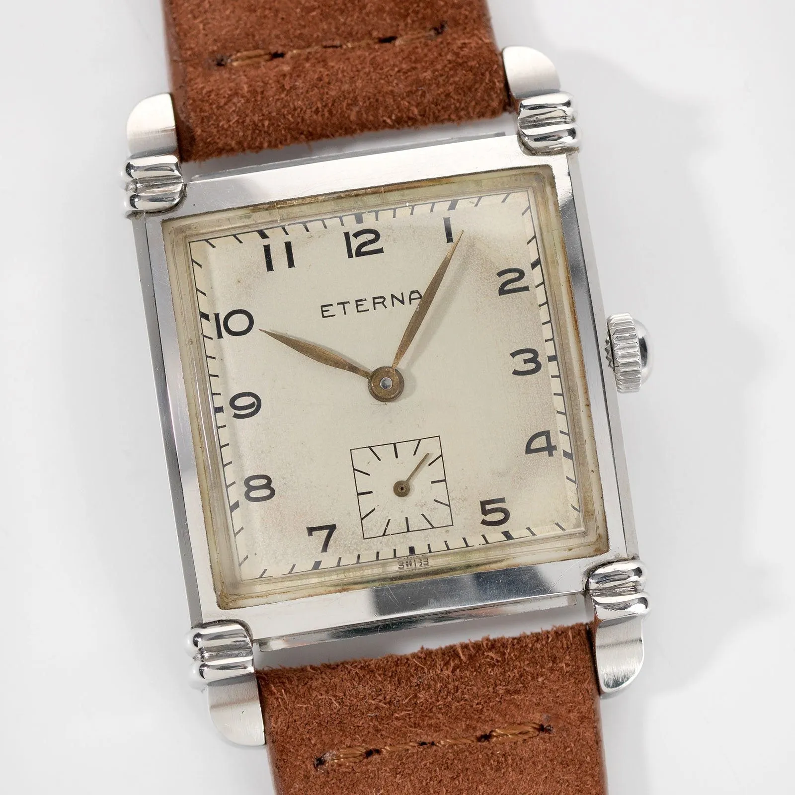 Eterna Square Case Steel Dress Watch 1940s