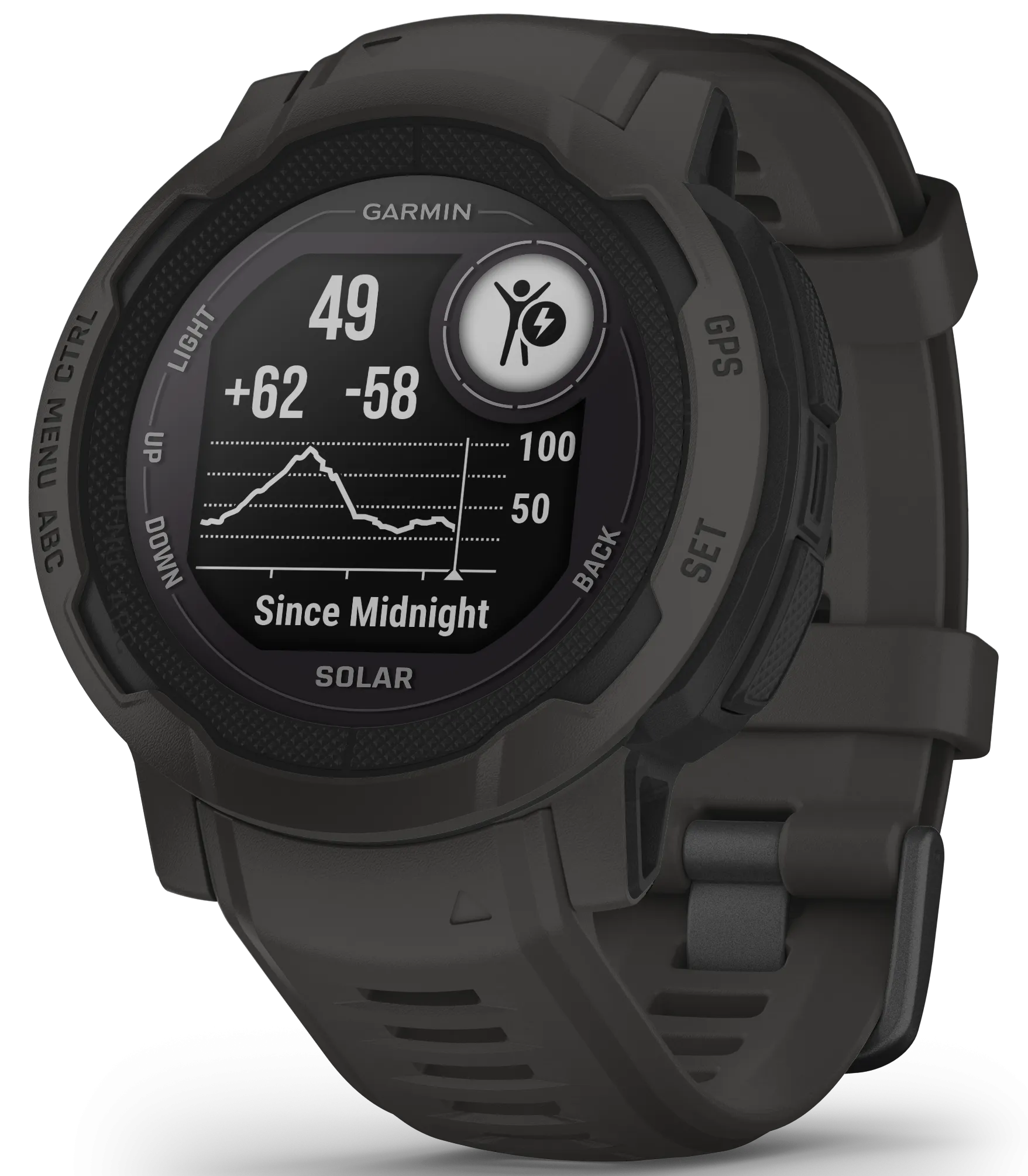 GRM Watch Instinct 2 Solar GPS Graphite Smartwatch