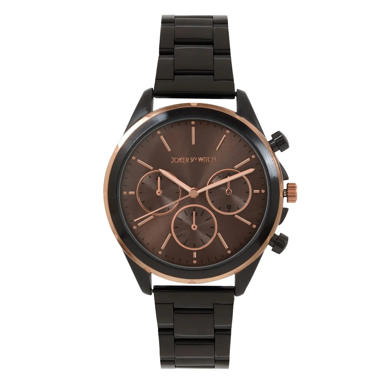 Joker & Witch Dubai Brown Dial Gumetal Metallic Link Strap Analog Men's Watch