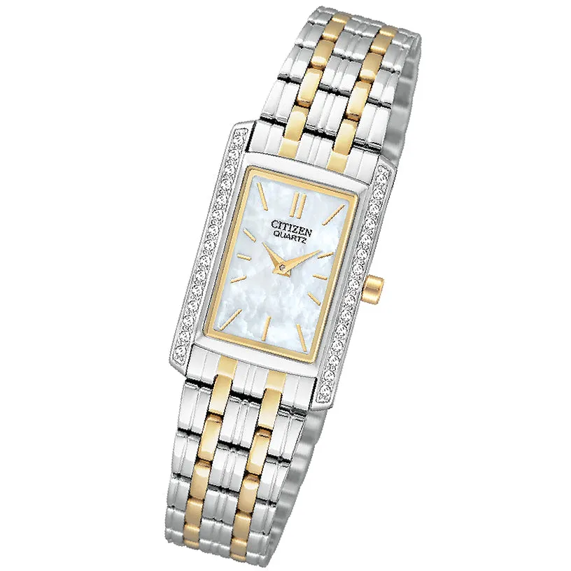 Ladies Crystal Watch / Mother-of-Pearl Rectangular Dial