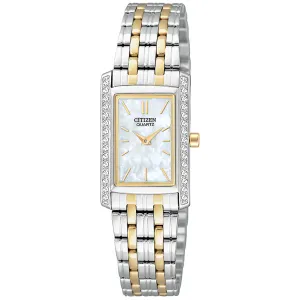 Ladies Crystal Watch / Mother-of-Pearl Rectangular Dial