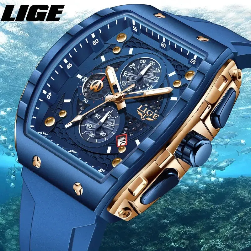 LIGE Luxury Square Watch