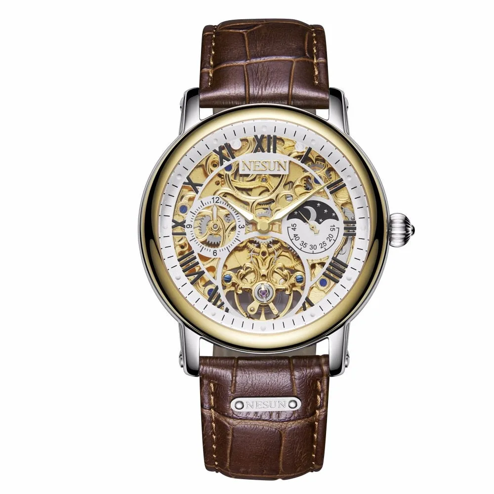 Luxury Automatic Mechanical Multi Functional Double Skeleton Men Watch