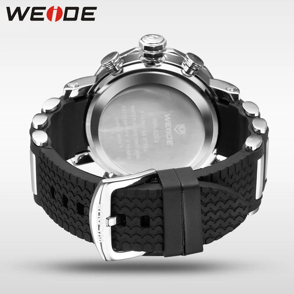 Men Sports Series Luxury Logo Multi-functional Analog Quartz Digital Alarm Stopwatch Big Clock For Man