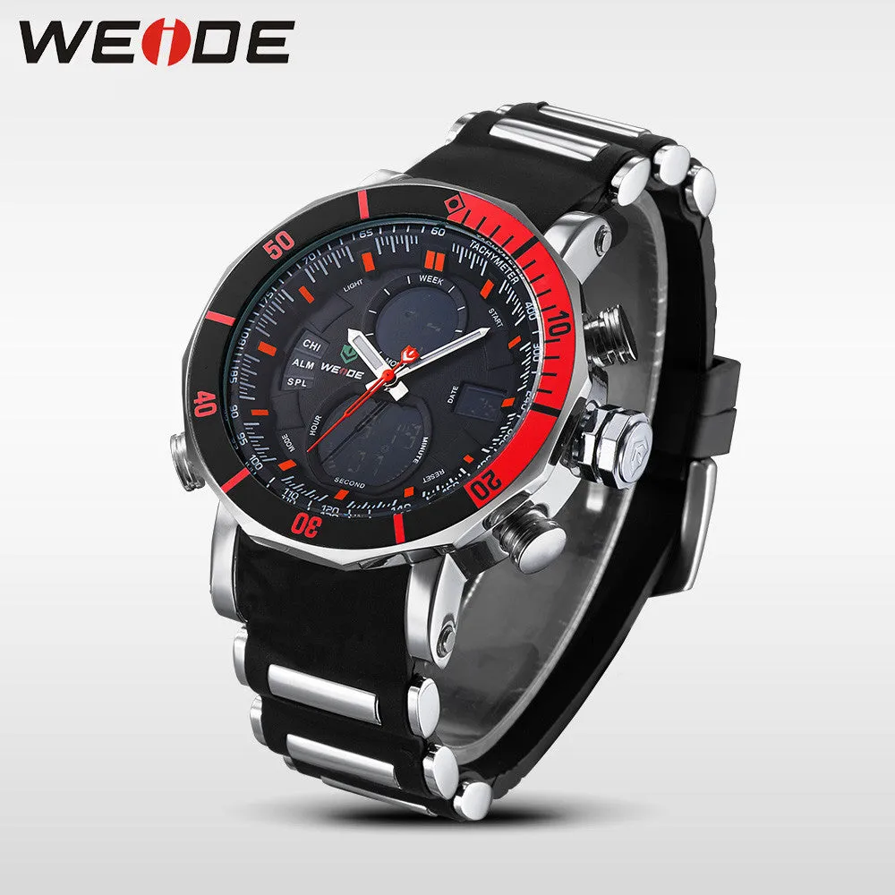 Men Sports Series Luxury Logo Multi-functional Analog Quartz Digital Alarm Stopwatch Big Clock For Man