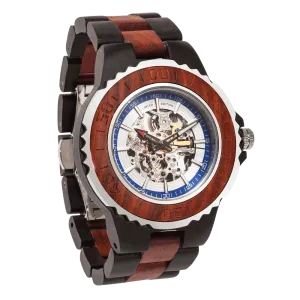 Men's Genuine Automatic Rose Ebony Wooden Watches No Battery Needed