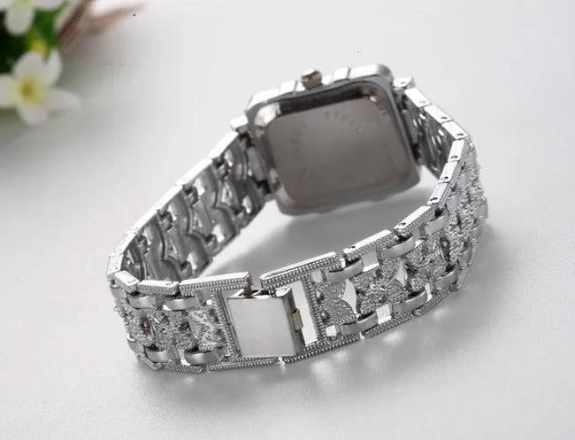 New Hot Fashion Women Bracelet Bangle Wave Rhinestone Crystal Wrist Watches Ladies Luxury Casual watches