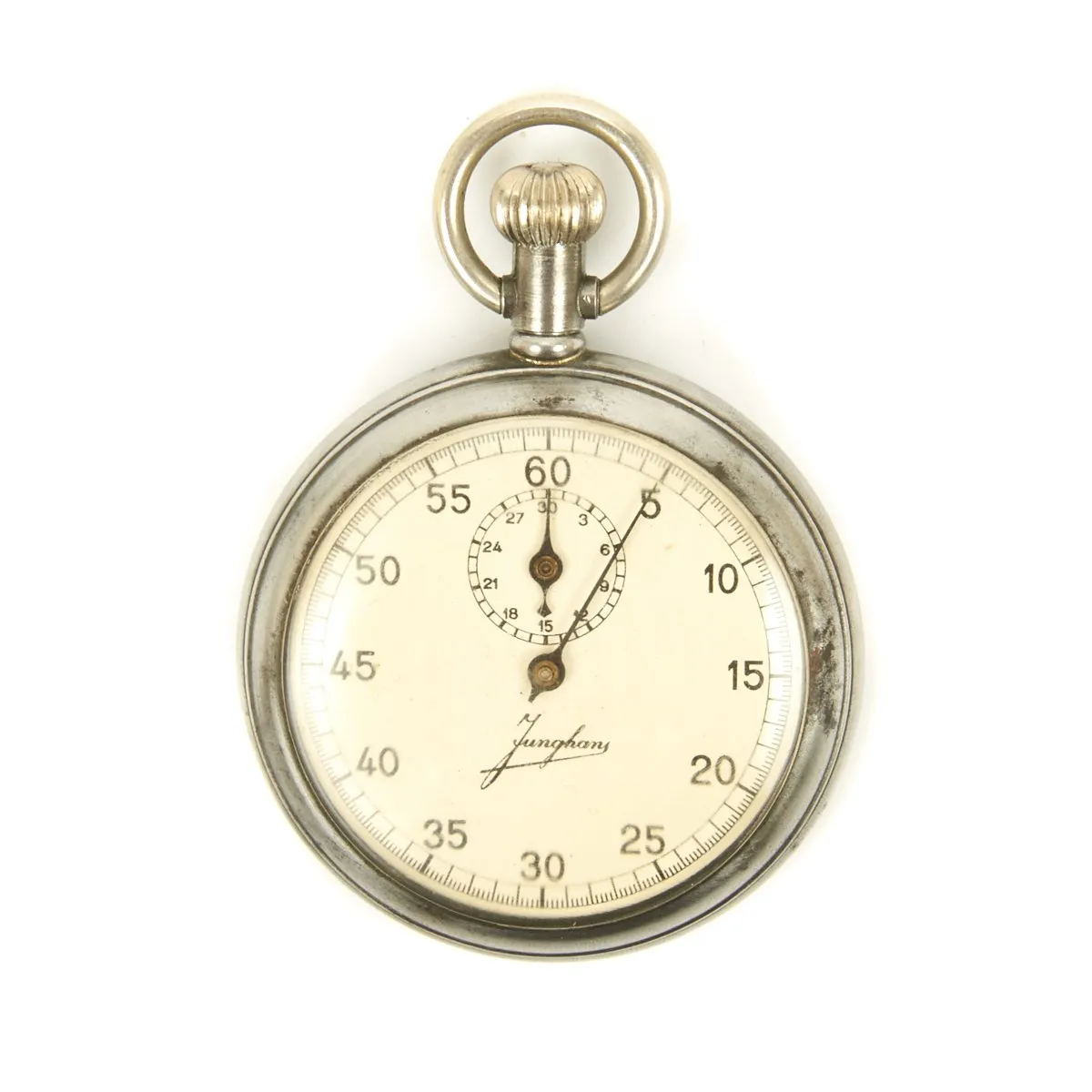 Original German WWII Luftwaffe Flight School Breslau-Gandau Marked Stop Watch by Junghans with Case - Fully Functional