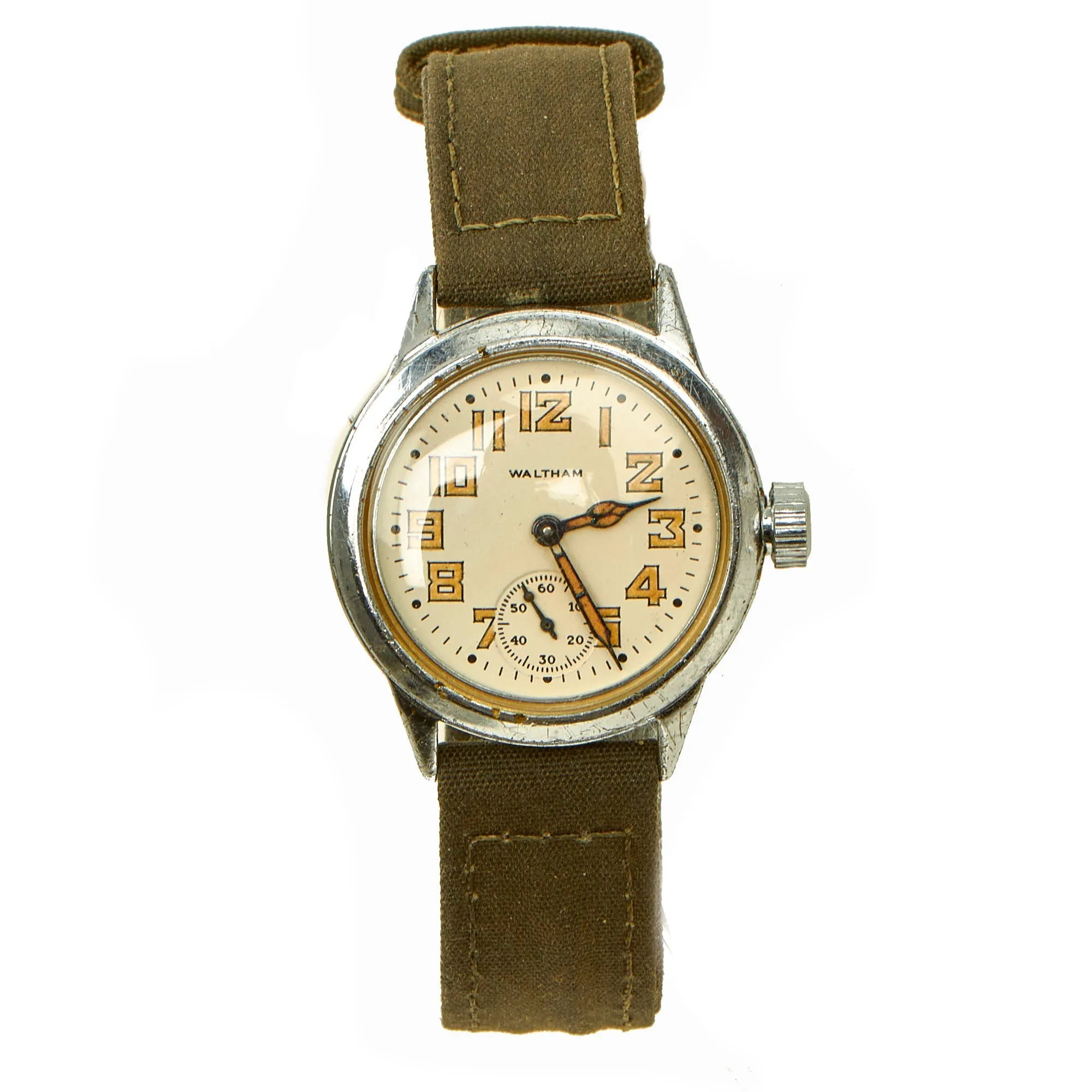 Original U.S. WWII Fully Functional US Army Ordnance Department 17-Jewel Wrist Watch by Waltham - Laundry Number Marked